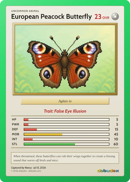 The Uncommon European Peacock Butterfly card dobudex drew from that scan