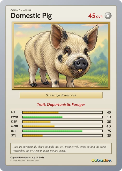 The Common Domestic Pig card dobudex drew from that scan